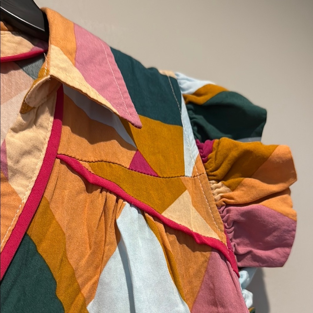 Umgee Peach And Fuchsia Printed Flutter Sleeve Dr… - image 7